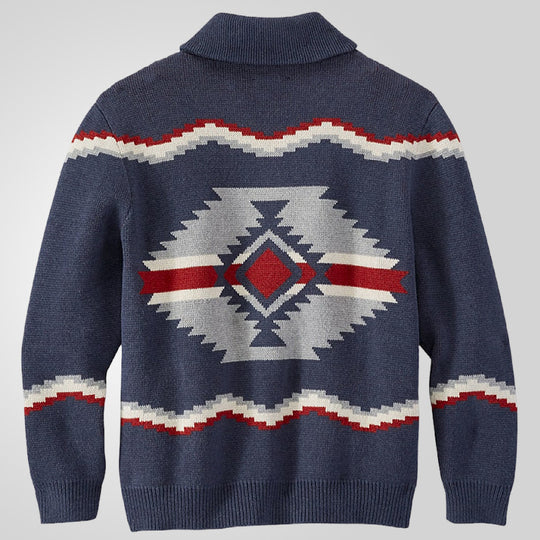 Herren Strickjacke im modernen Ethno-Design mit praktischen Knöpfen EB