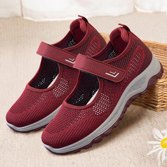 Damen Atmungsaktive Slip-On Sportschuhe mit verstellbarem Klettverschluss EB