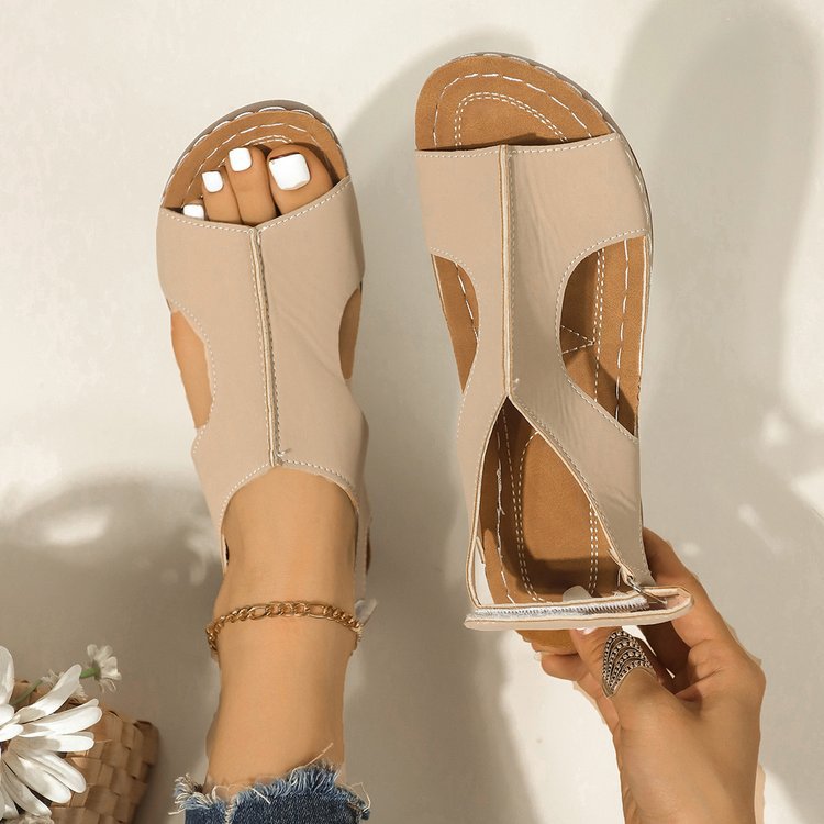 Damen Sportlich-elegante Komfort-Sandalen mit gepolstertem Fußbett und verstellbaren Klettverschlüssen EB