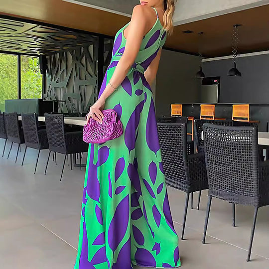 Damen Maxikleid mit floralem Muster und Taillengürtel EB