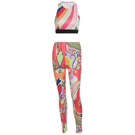 Damen Sportliches Zweiteiler-Set mit kreativem Muster und figurformendem Schnitt EB