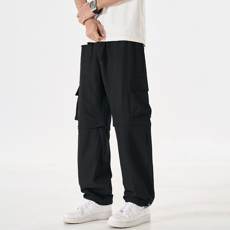 Herren wandelbare Cargo-Zip-Hose mit abnehmbaren Oberschenkeln, großformatigen Pattentaschen und elastischem Kordelbund EB