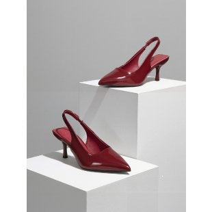 Damen Slingback-Pumps mit elegantem spitzem Zehenbereich und glänzender Oberfläche EB