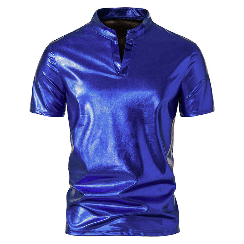 Herren Hochglänzendes Poloshirt mit modernem Stehkragen EB