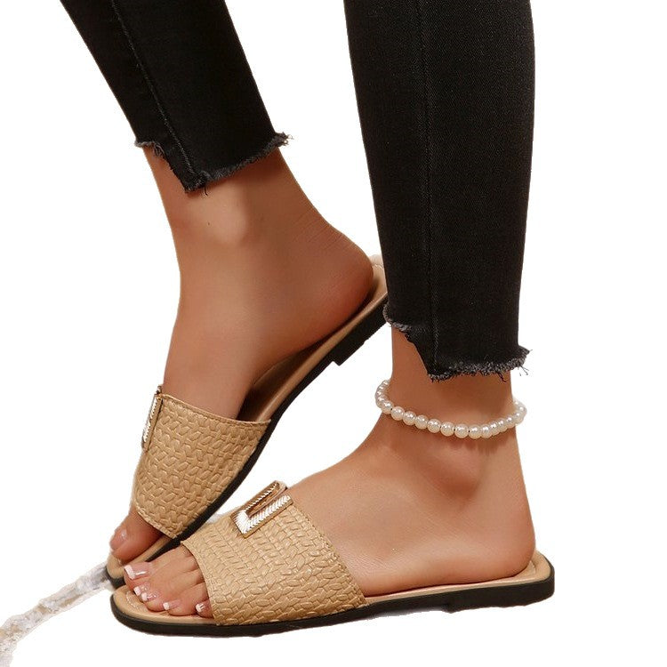 Damen Komfortable Slides mit modischem Riemen und eleganter Schnallenverzierung EB