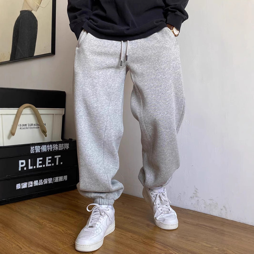 Herren nan tapered Jogginghose mit markanter Schrittnaht Kordelzug und elastischen Knöchelbündchen EB