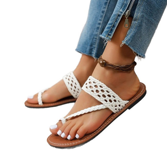 Damen Raffinierte Zehentrenner-Sandalen mit geflochtenem Riemen EB
