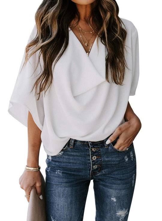 Damen Bluse mit U-Boot-Ausschnitt und lässigem Schnitt EB