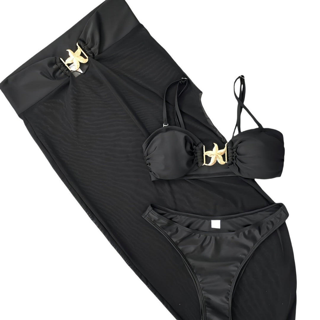 Damen Bandeau-Bikini mit eleganten Schnürdetails und hohem Beinausschnitt EB