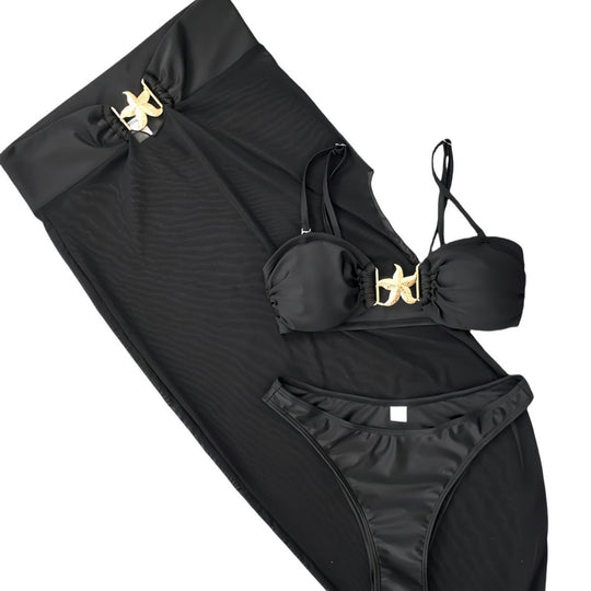 Damen Bandeau-Bikini mit eleganten Schnürdetails und hohem Beinausschnitt EB