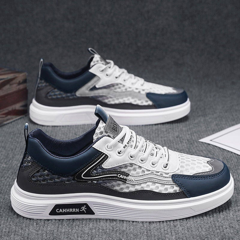 Herren atmungsaktive Wabenmesh-Street-Sneaker mit PU-Overlays, verstärkter Zehenkappe und profiliertem Gummirand EB