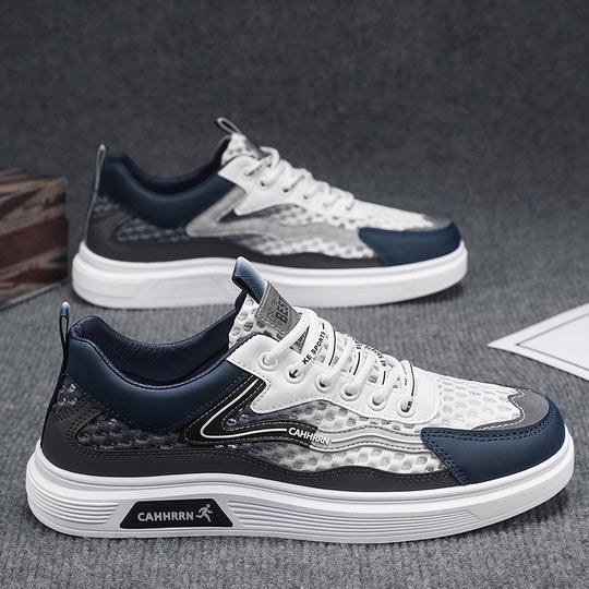 Herren atmungsaktive Wabenmesh-Street-Sneaker mit PU-Overlays, verstärkter Zehenkappe und profiliertem Gummirand EB