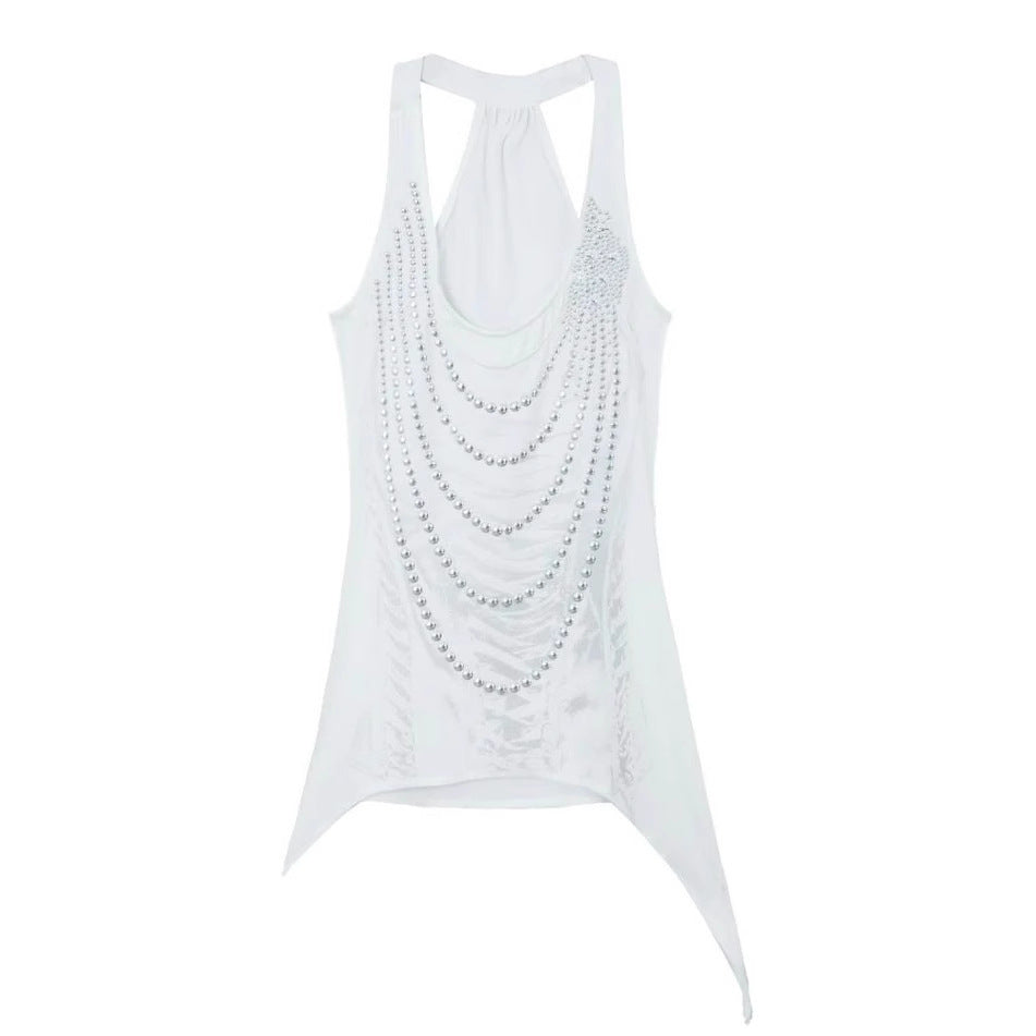 Damen Glitzerndes Tanktop mit asymmetrischem Schnitt EB