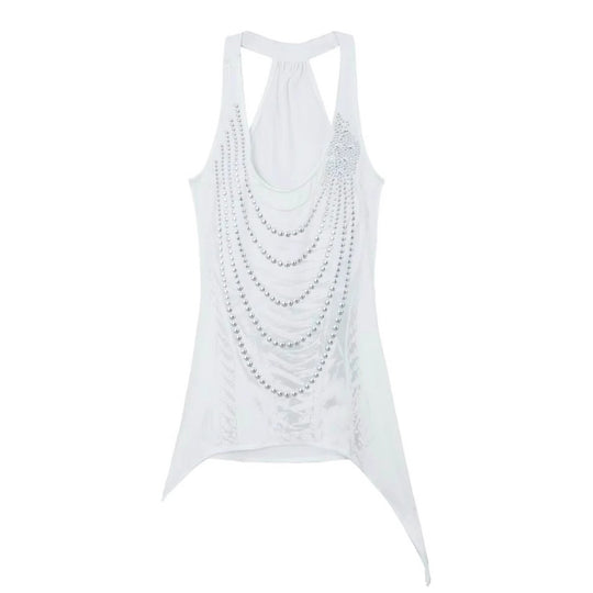 Damen Glitzerndes Tanktop mit asymmetrischem Schnitt EB