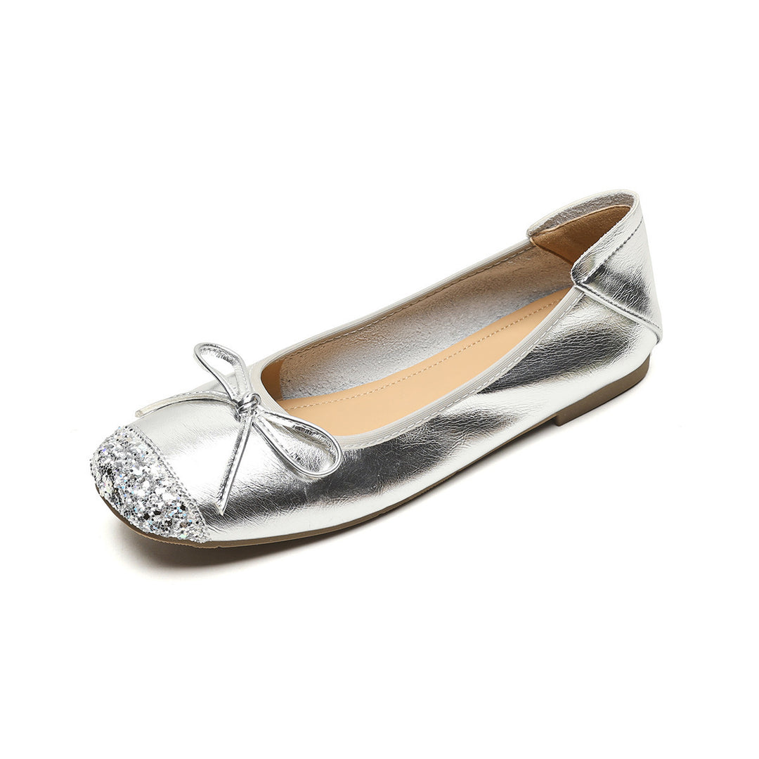 Damen Ballerinas mit schimmerndem Schleifenakzent EB