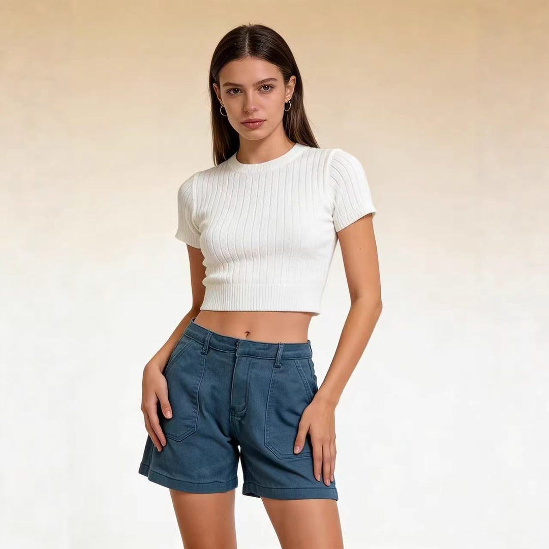 Damen lässige Sommer-Shorts mit seitlichen Taschen und komfortablem Schnitt EB