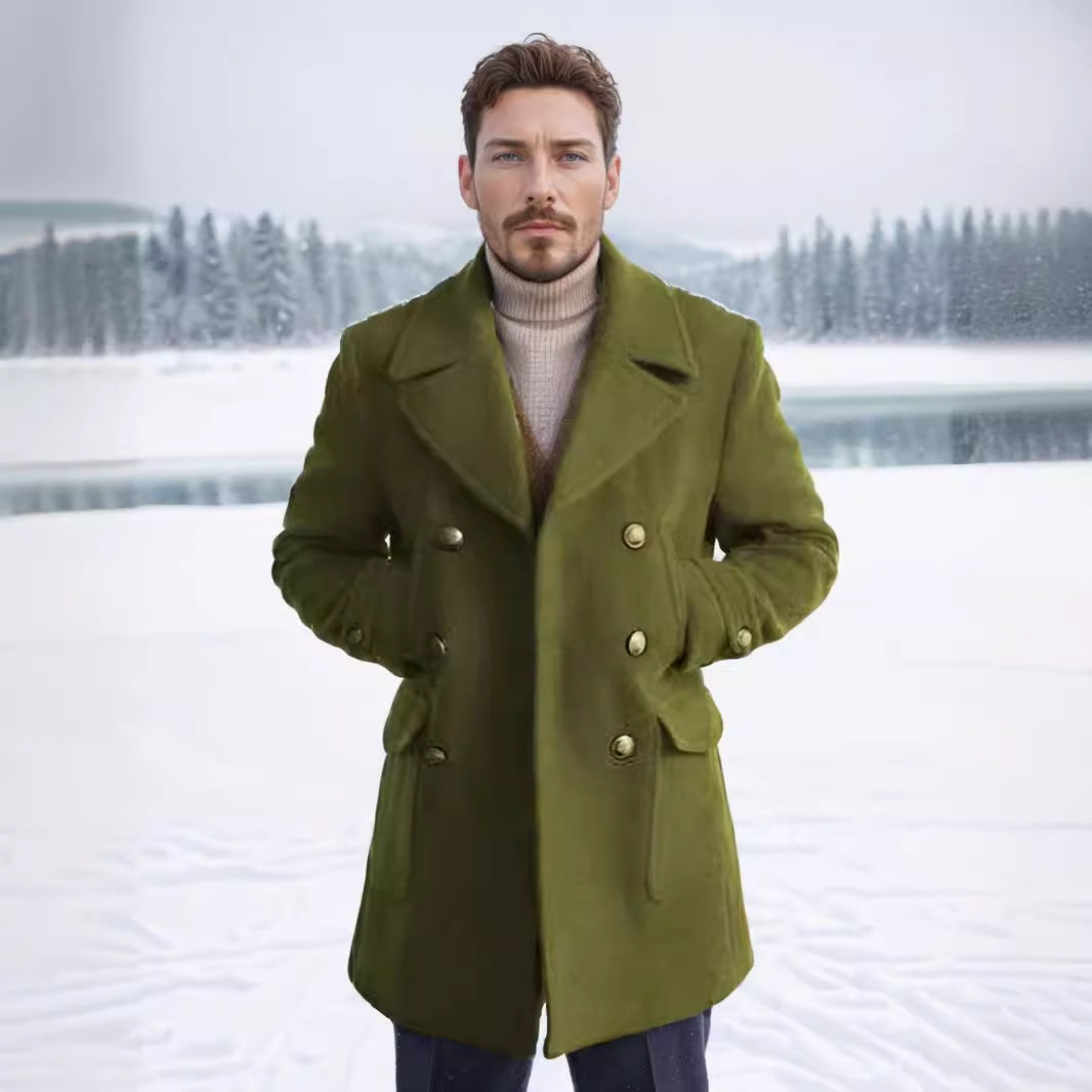Herren modischer Doppeltbreasted Mantel mit praktischen Taschen EB