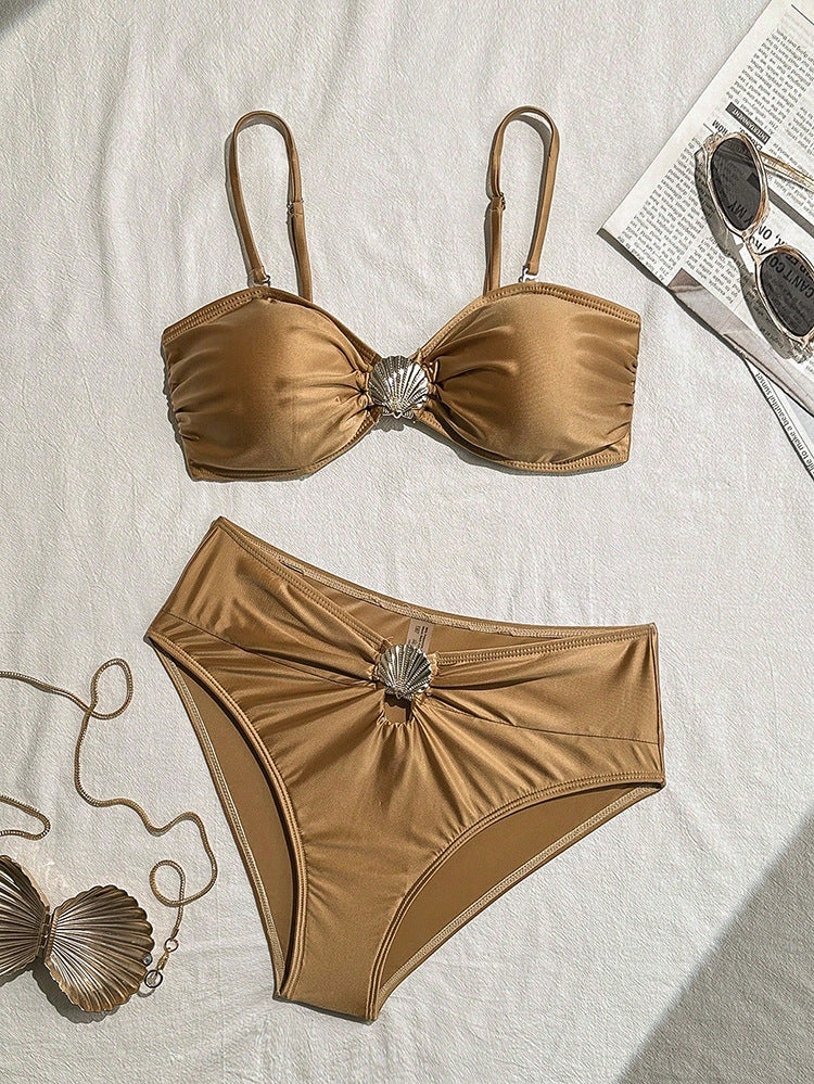 Damen Bandeau-Bikini mit modischem Muschel-Detail EB