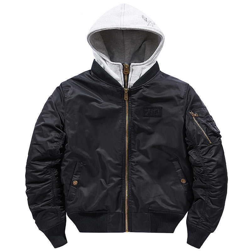 Herren Bomberjacke mit abnehmbarer Kapuze und praktischen Taschen EB