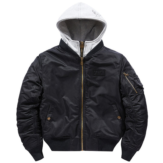 Herren Bomberjacke mit abnehmbarer Kapuze und praktischen Taschen EB