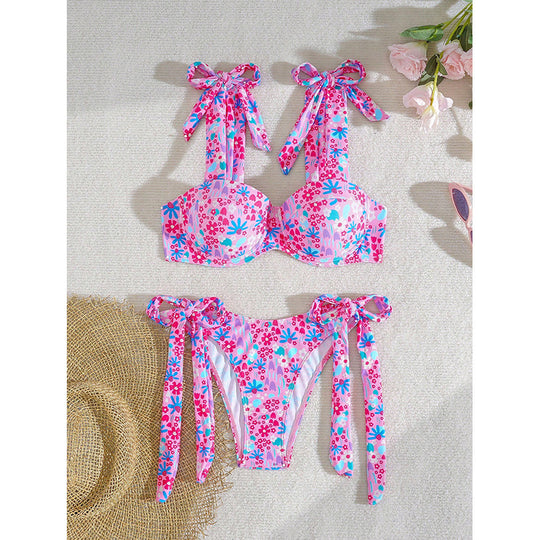 Damen Push-Up-Bikini-Set mit Rüschen EB