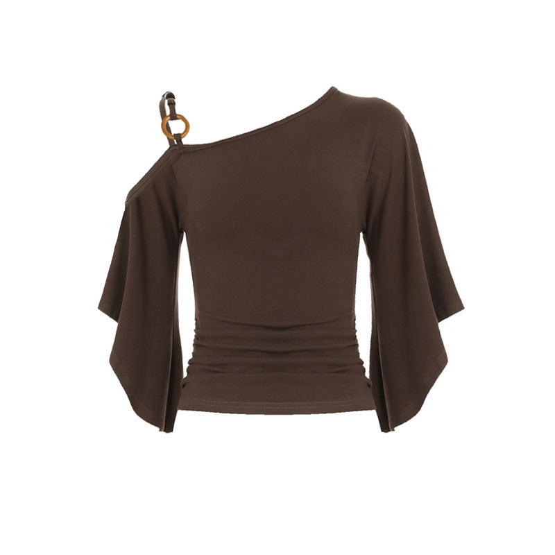 Damen asymmetrisches Oberteil mit fließenden Ärmelansätzen EB