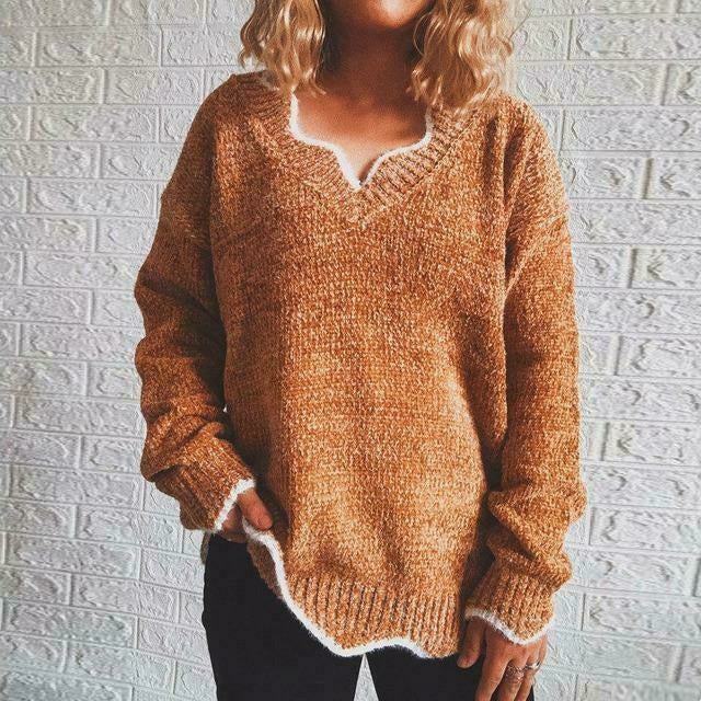 EB | Pullover - Damen Herbst Einfarbiger Lässiger Pullover