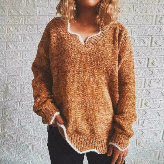 EB | Pullover - Damen Herbst Einfarbiger Lässiger Pullover