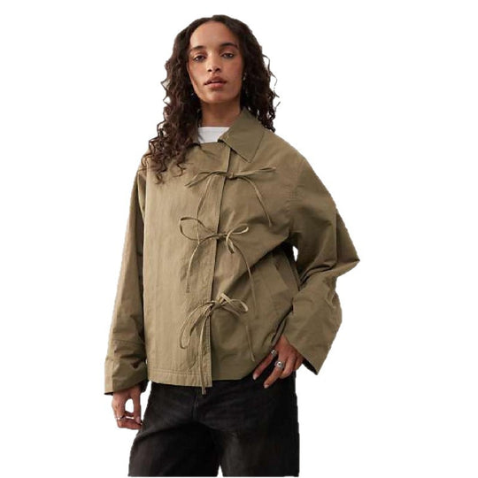 Damen Freizeitjacke mit modernen Bindegurten und lässigem Schnitt EB