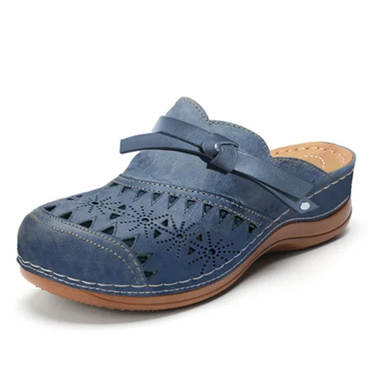 Damen Komfort Clogs mit modischem Lochmuster und dekorativem Riemen EB