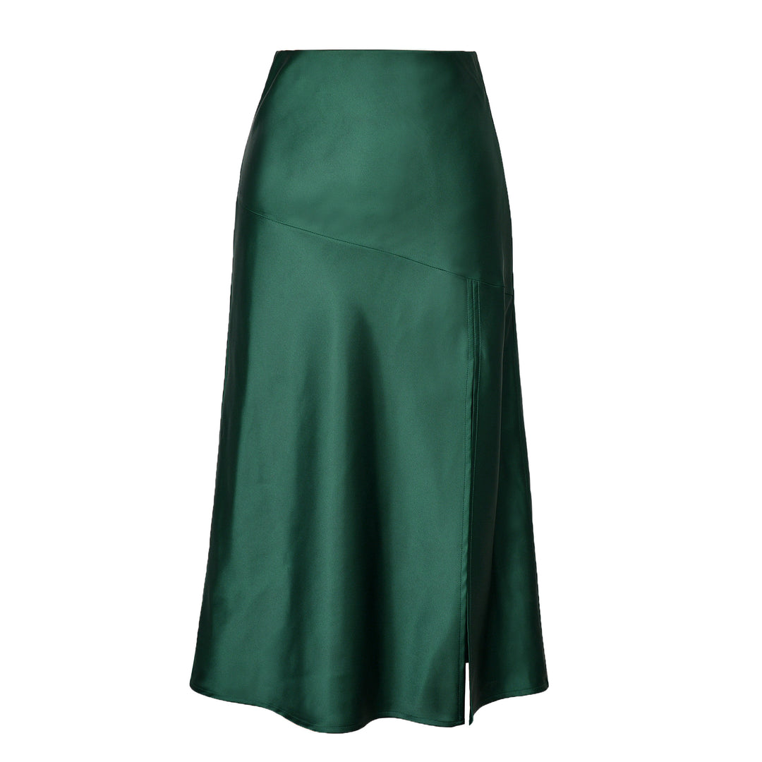 Damen eleganter Midirock aus satinierter Viskose EB