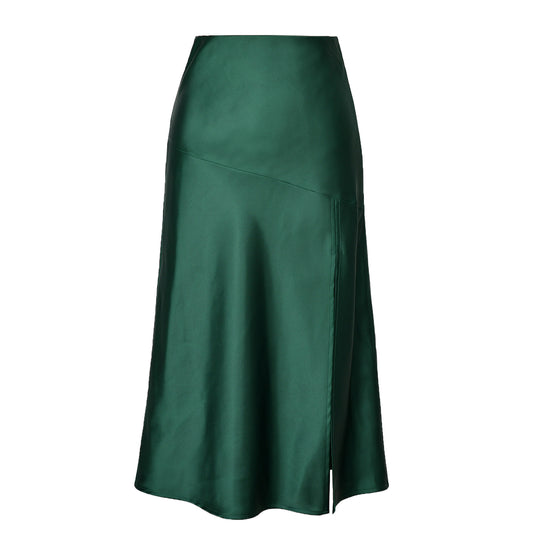 Damen eleganter Midirock aus satinierter Viskose EB