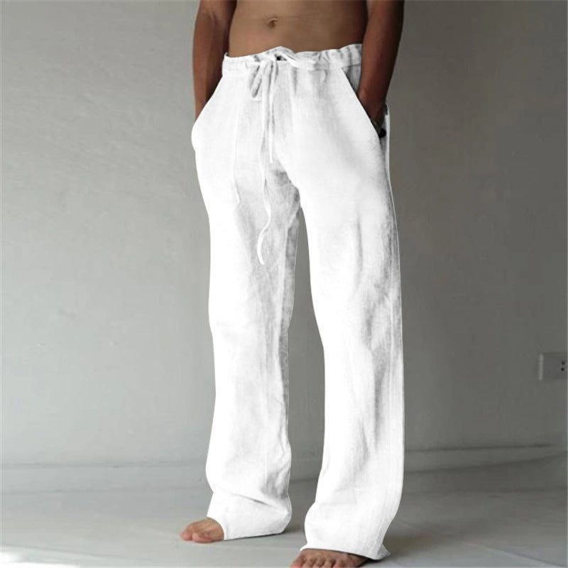 Herren nan lockere Leinenhose mit weitem Bein und Kordelzugbund EB
