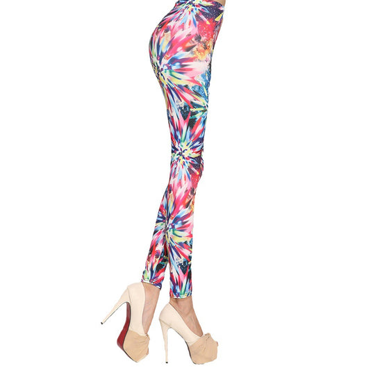 Damen Leggings mit auffälligem Sternen- und Streifenprint EB