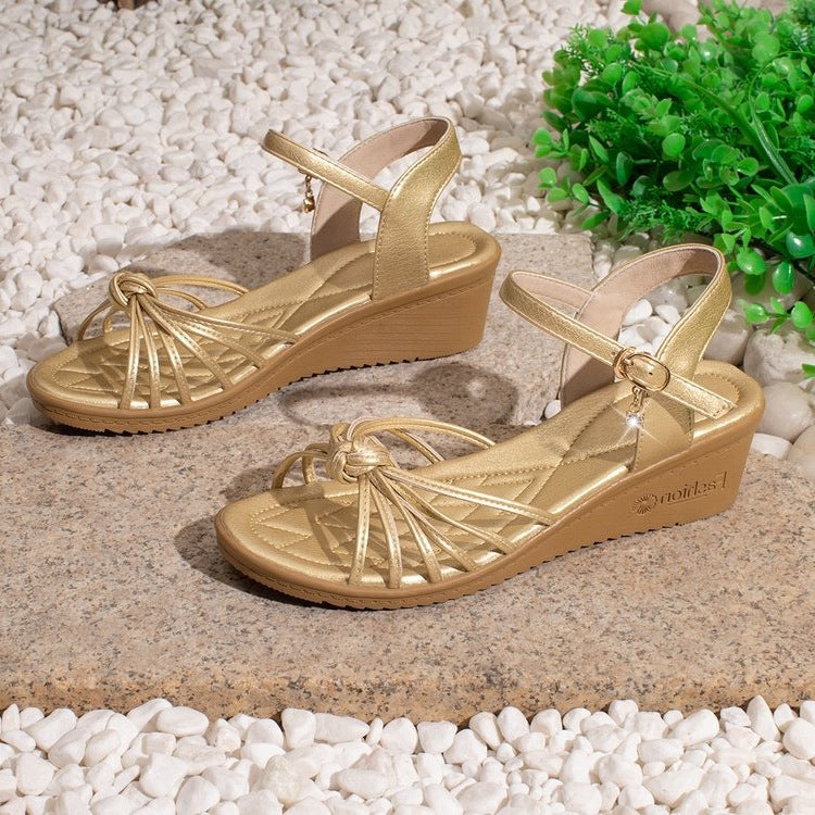 Damen Komfortable Keilsohlen-Sandalen mit Riemchen EB