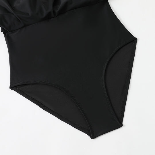 Damen Strandkleid mit leichtem V-Ausschnitt und voluminösen Rüschendetails EB