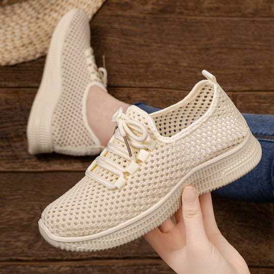 Damen nan atmungsaktiver Mesh-Slip-On Sneaker mit elastischer Schnürung und flexibler Profilsohle EB