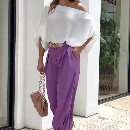 Damen Elegantes Cropped Top aus Jersey mit verziertem Ausschnitt EB