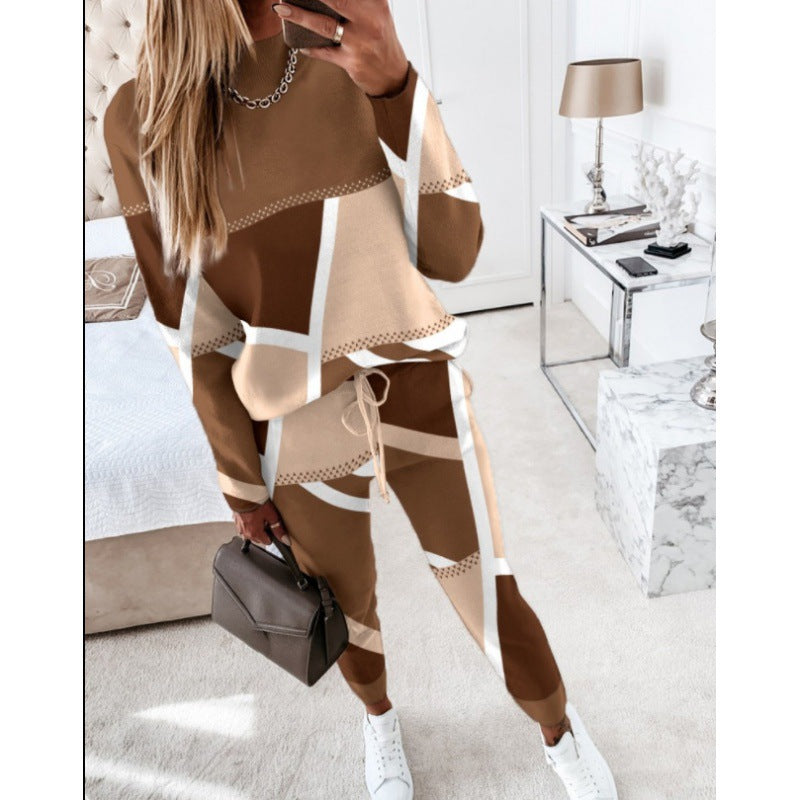 Damen trendy Sweatanzug mit grafischem Muster EB