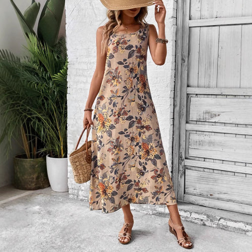 Damen Langes Sommerkleid mit floralem Muster und elegantem Schnitt EB