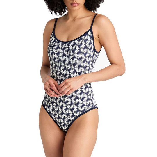 Damen Einteiliger Badeanzug mit modernem geometrischen Design EB