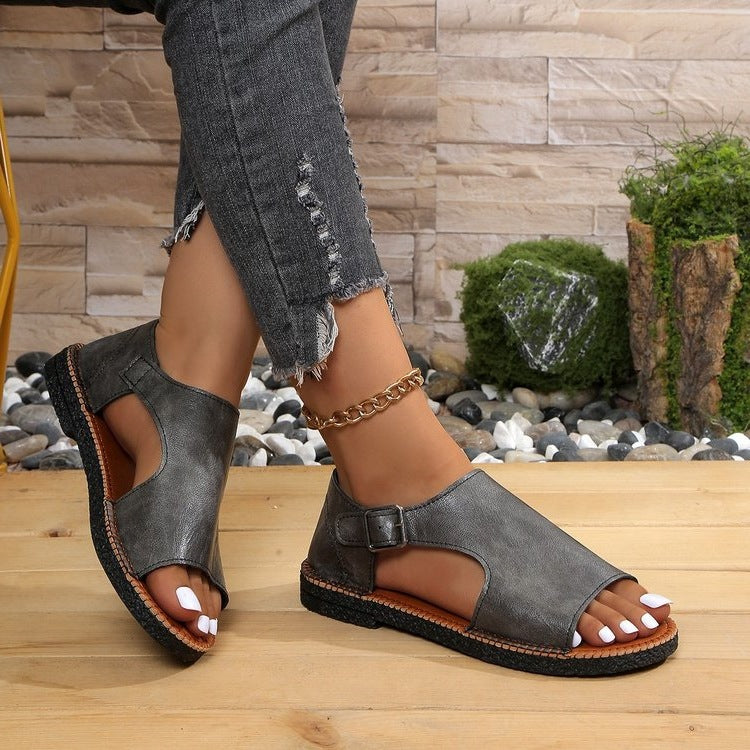 Damen komfortable Sandalen mit modischer Schnallenverzierung EB