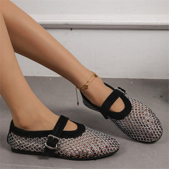 Damen modische Netz-Mary-Jane-Schuhe mit eleganter Schnalle EB
