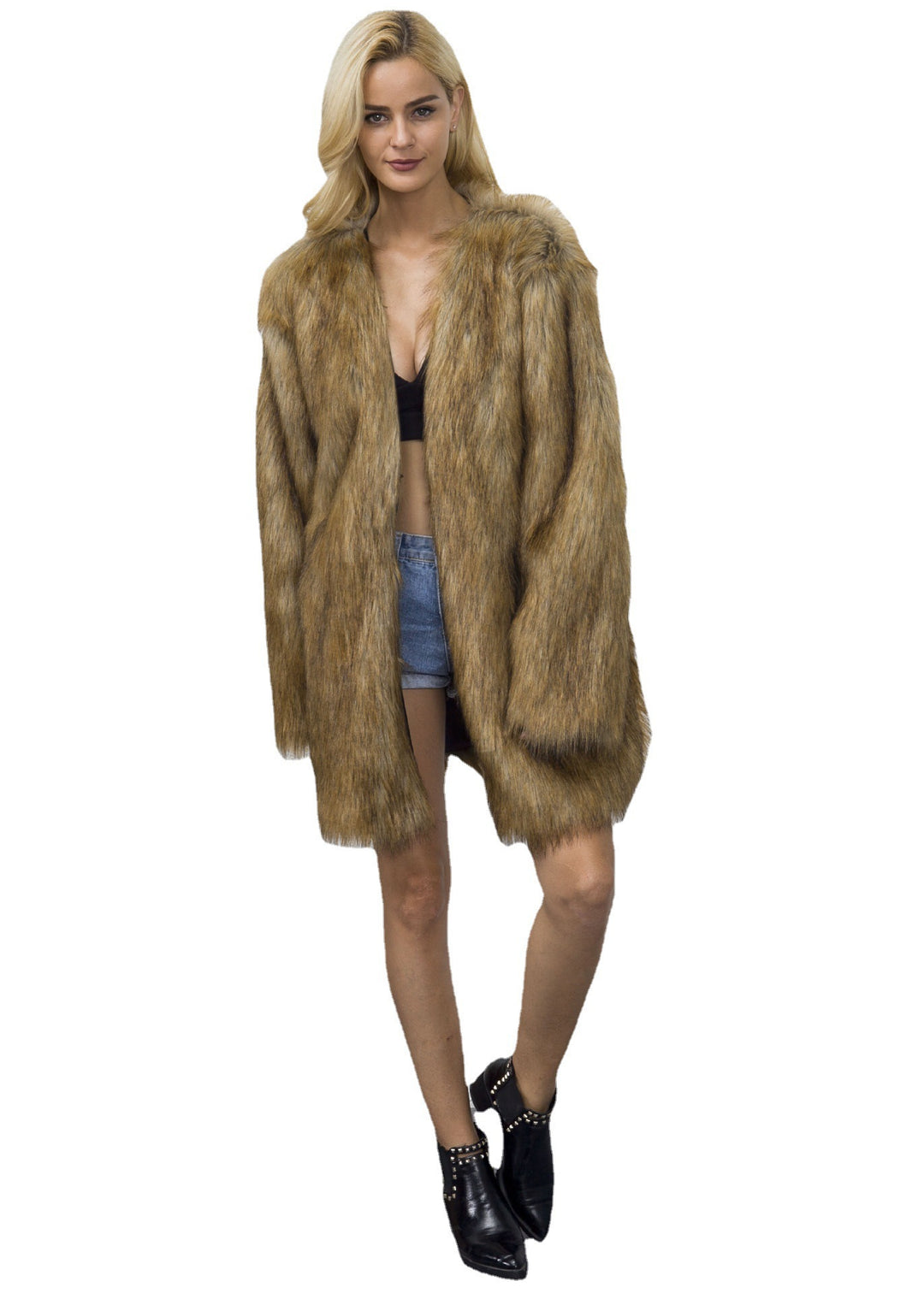 Damen Luxuriöse Design-Winterjacke aus Kunstfell im modischen Oversized-Schnitt EB