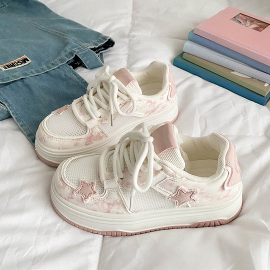 Damen bequeme Sneaker mit modischem Sternenmotiv EB