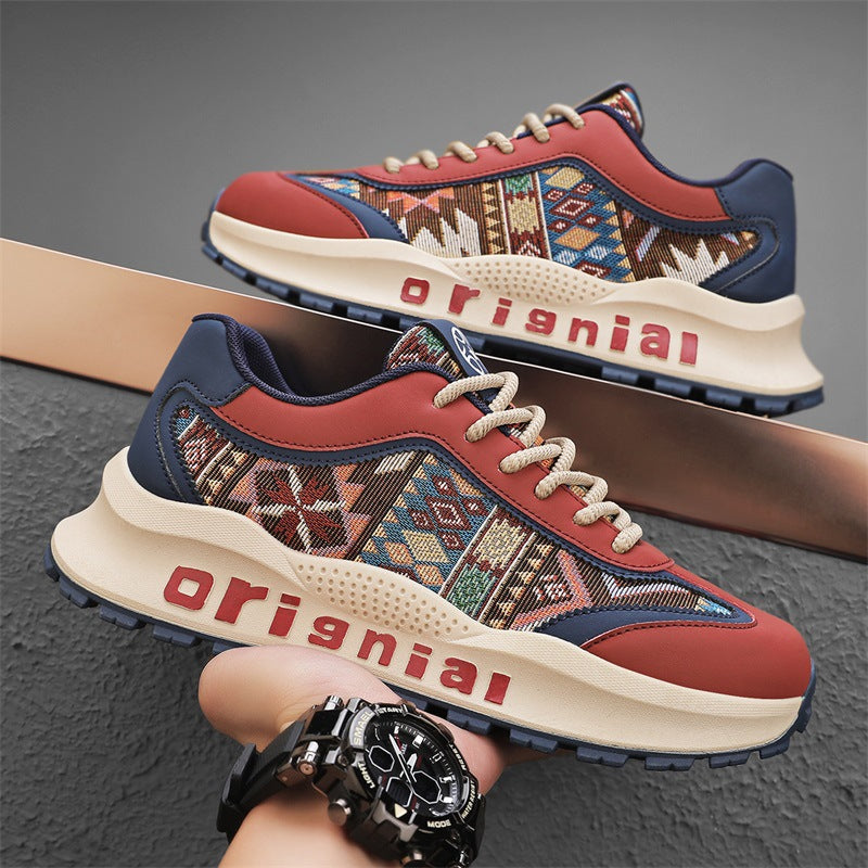 Damen Modische Sneakers mit ethnischem Muster und dämpfender Sohle EB