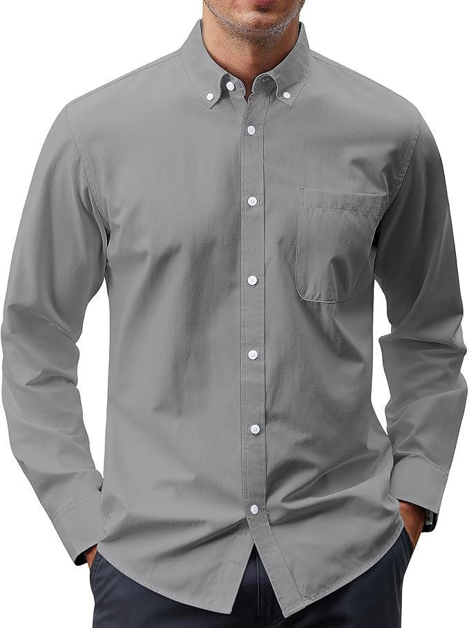 Herren nan Slim-Fit Oxford-Hemd mit Button-Down-Kragen, Brusttasche und elastischer Baumwollmischung EB