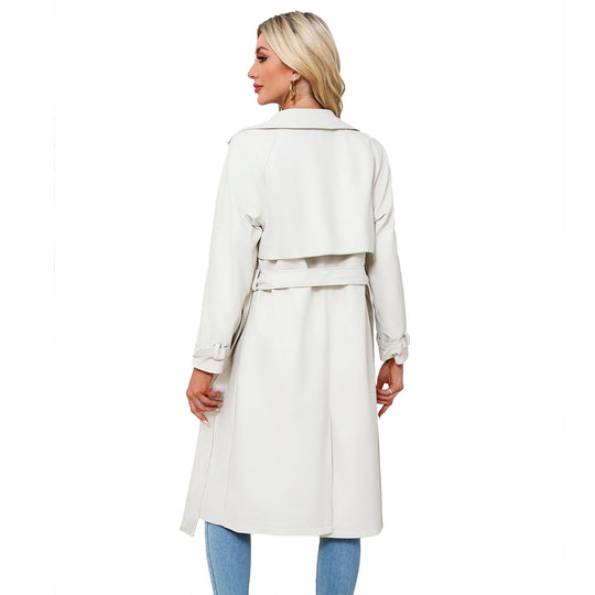 Damen modischer Trenchcoat aus hochwertigem Kunstleder EB
