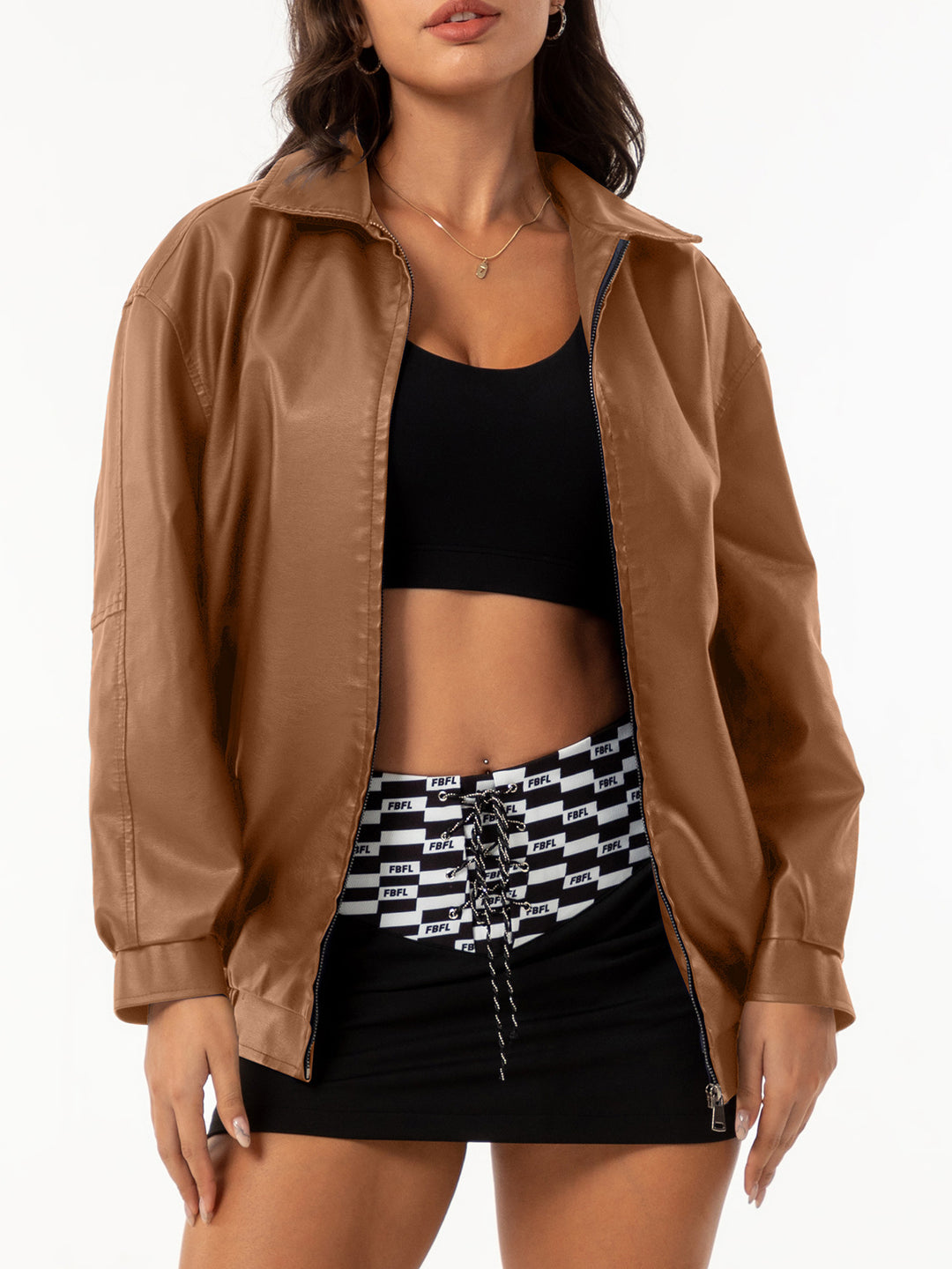 Damen lässige Satinjacke mit modernem Schnitt und praktischen Taschen EB