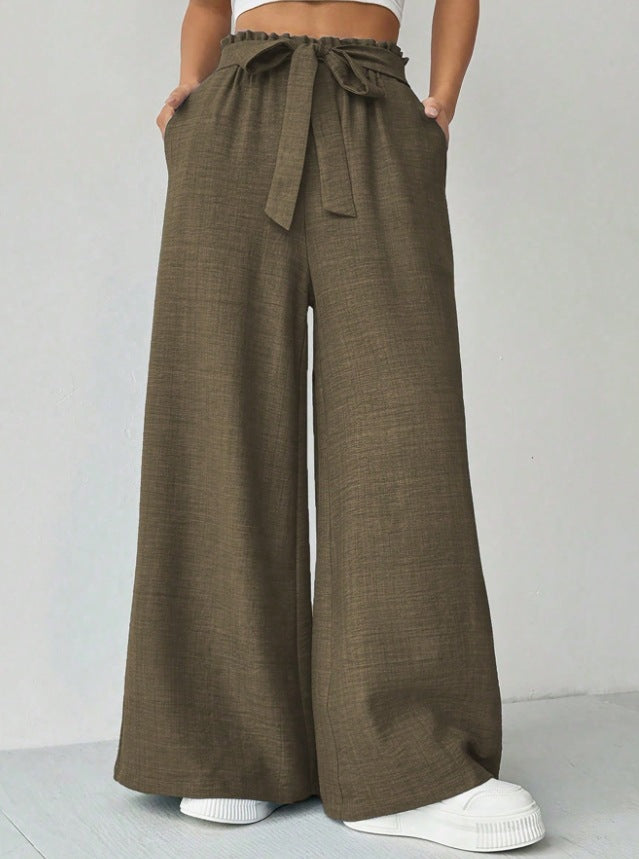 Damen Weit geschnittene Hosen mit verstellbarem Bund EB
